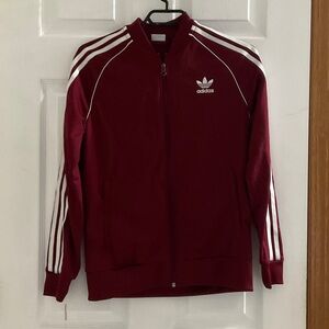 Adidas Burgundy Jacket with White Accents